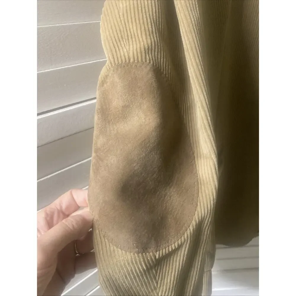60s 70s Brookleigh Corduroy Camel Brown Men’s Blazer Jacket Sz 46L Elbow Patch
